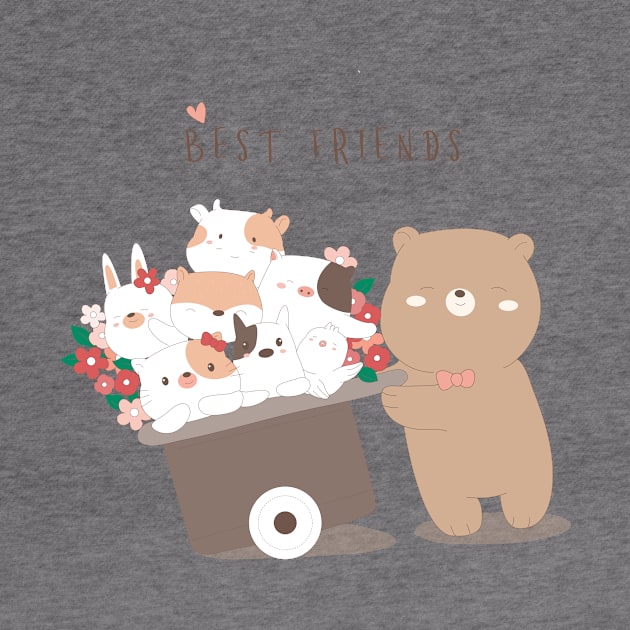 cute baby animal cartoon hand drawn style by Tshirt lover 1